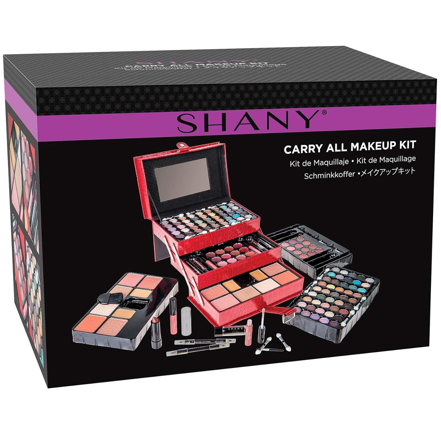 All in One Makeup Set, 67 Colors Eyeshadow, Blushes, Face Powder, Lipstick, Eye Liners, Make up Pencils and Cosmetics Mirror - Makeup Kit with Reusable Beauty Organizer Train Case - Red