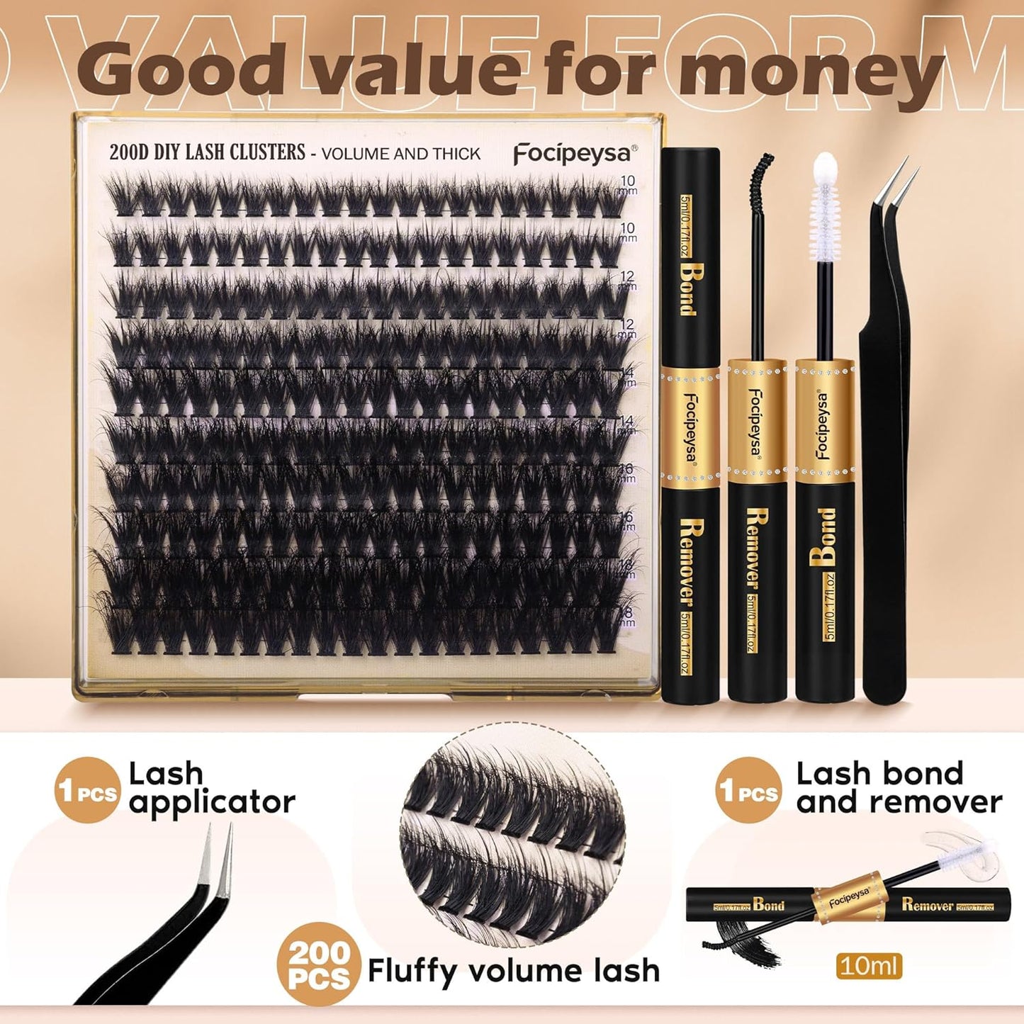 DIY Lash Extension Kit 30D Eyelash Extensions Natural Look Lash Clusters 10-16Mm Eyelashes Clusters Left Right Lash Clusters with Lash Bond and Seal CD Curl DIY Eyelash Clusters