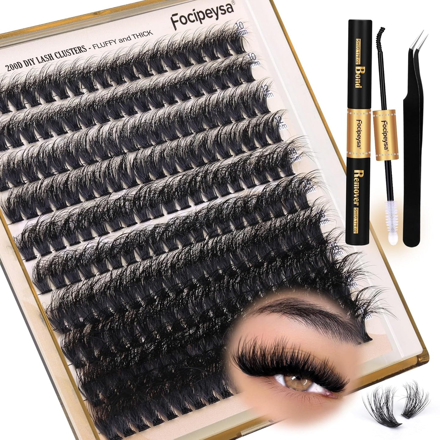 DIY Lash Extension Kit 30D Eyelash Extensions Natural Look Lash Clusters 10-16Mm Eyelashes Clusters Left Right Lash Clusters with Lash Bond and Seal CD Curl DIY Eyelash Clusters
