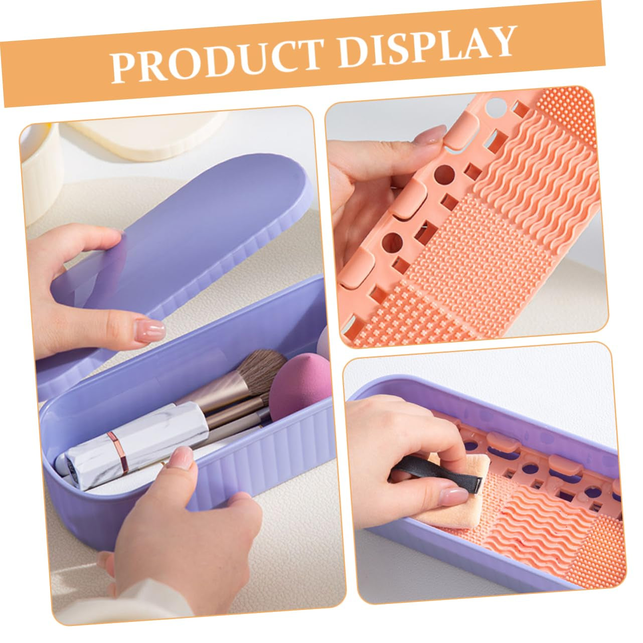 Makeup Brush Cleaner Storage Box Compact Makeup Tool Cleaning Holder for Home Use Lightweight and Portable Practical Design