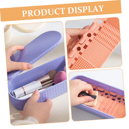 Makeup Brush Cleaner Storage Box Compact Makeup Tool Cleaning Holder for Home Use Lightweight and Portable Practical Design