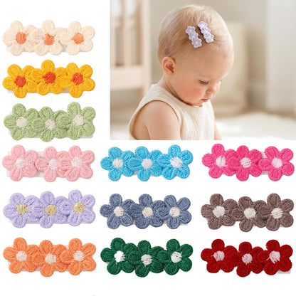 Baby Hair Clips -12Pcs Tiny Hair Barrettes for Baby Girls Fully Lined Wrapped by Soft Fabric Cloth Flower Hair Clips for Toddlers Girls Infants Kids