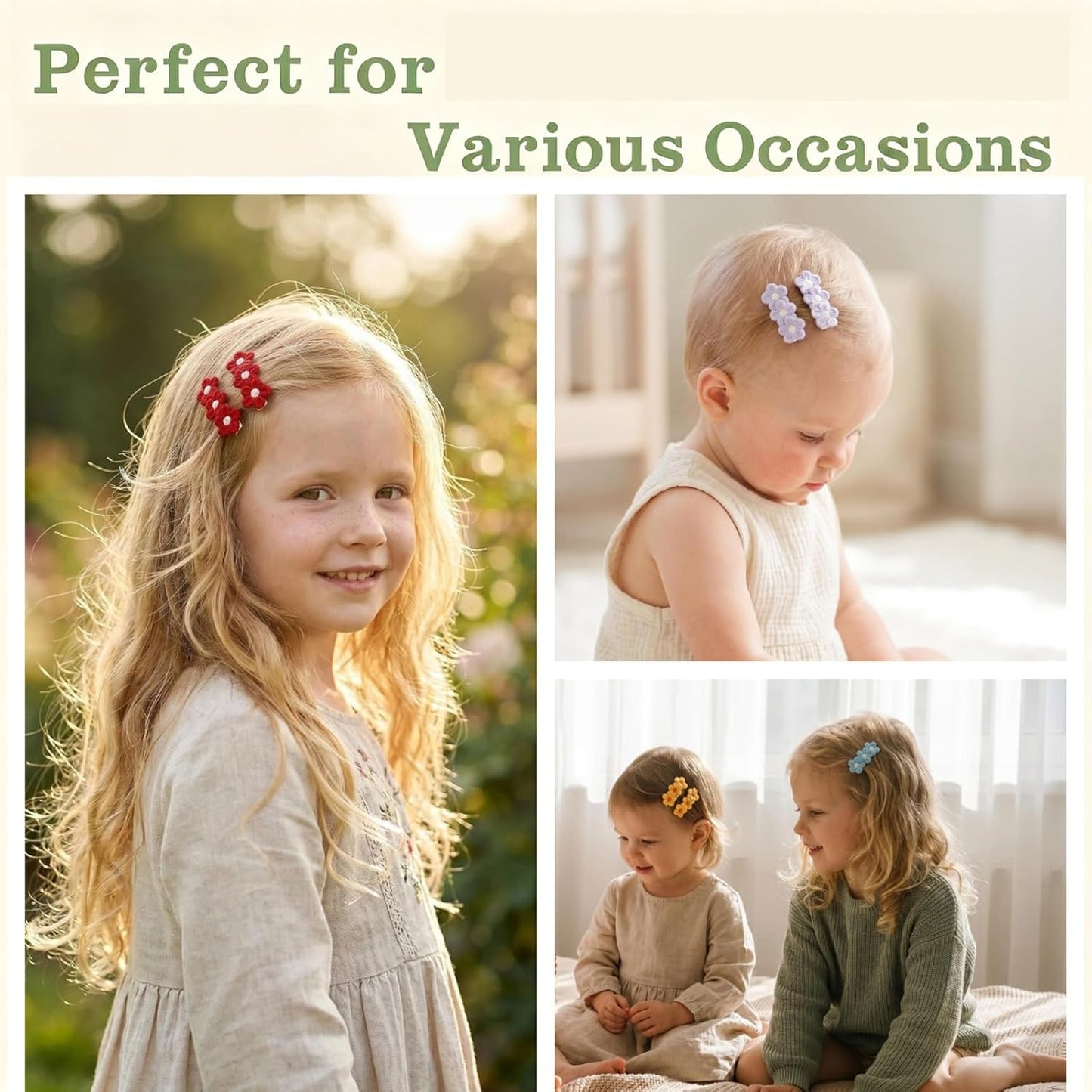 Baby Hair Clips -12Pcs Tiny Hair Barrettes for Baby Girls Fully Lined Wrapped by Soft Fabric Cloth Flower Hair Clips for Toddlers Girls Infants Kids