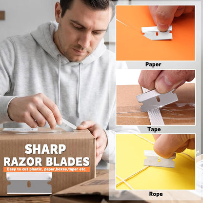 100PCS Single Edge Razor Blades, Industrial Razor Blades for Scraper, Suitable for Removing Labels, Decals, Stickers and Old Paint