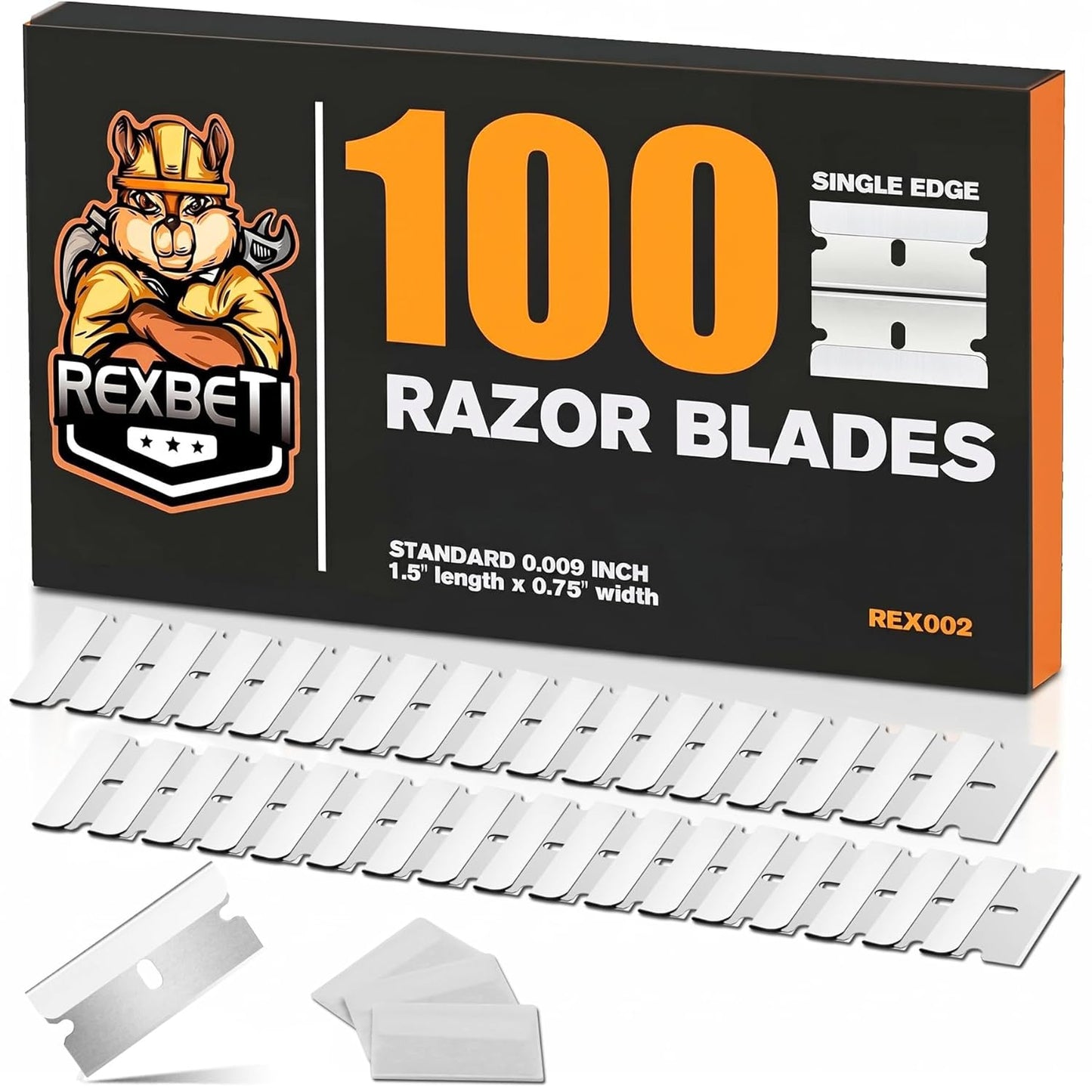 100PCS Single Edge Razor Blades, Industrial Razor Blades for Scraper, Suitable for Removing Labels, Decals, Stickers and Old Paint