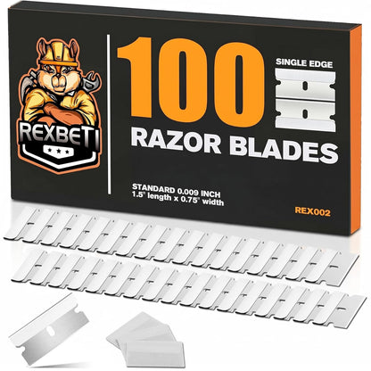 100PCS Single Edge Razor Blades, Industrial Razor Blades for Scraper, Suitable for Removing Labels, Decals, Stickers and Old Paint