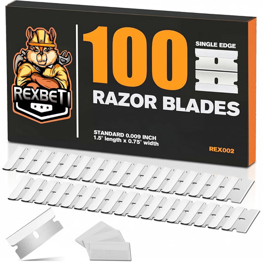 100PCS Single Edge Razor Blades, Industrial Razor Blades for Scraper, Suitable for Removing Labels, Decals, Stickers and Old Paint