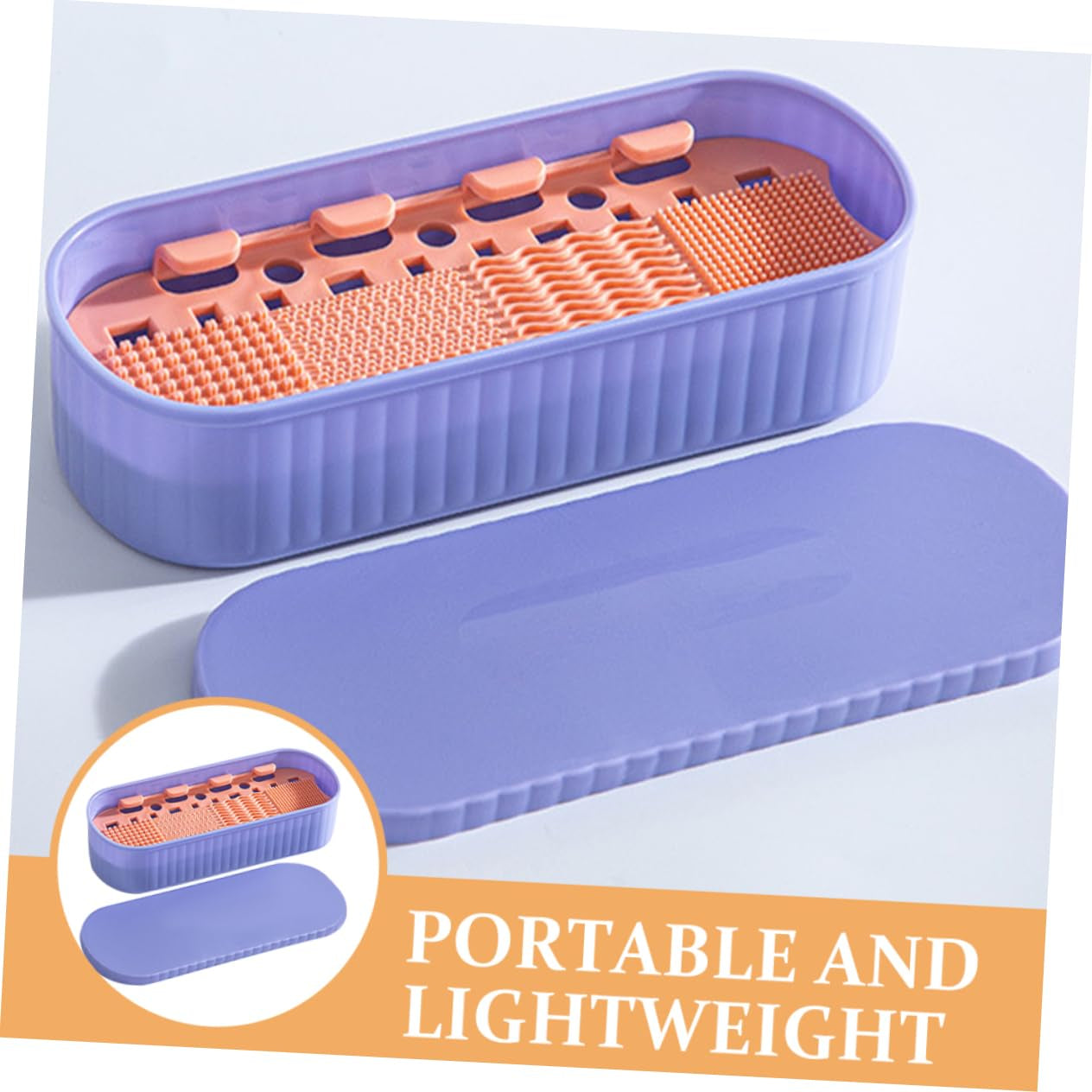 Makeup Brush Cleaner Storage Box Compact Makeup Tool Cleaning Holder for Home Use Lightweight and Portable Practical Design