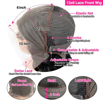 13X6 Deep Wave Lace Front Wigs Human Hair 220 Density Deep Curly Lace Front Wigs Human Hair Glueless Transparent Lace Frontal Wig for Women Pre Plucked with Baby Hair Natural Black (26 Inch)