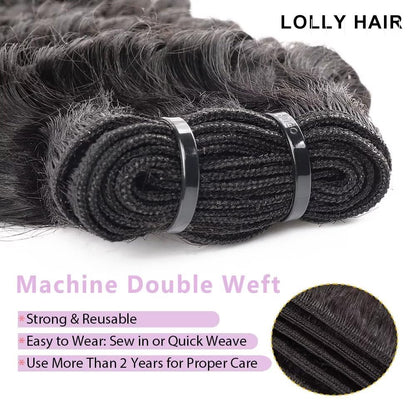 Deep Wave Bundles Human Hair 22 Inch 1 Bundle Water Wave Bundles 100% Unprocessed 10A Brazilian Virgin Human Hair Wet and Wavy Bundles Double Weft Natural Color