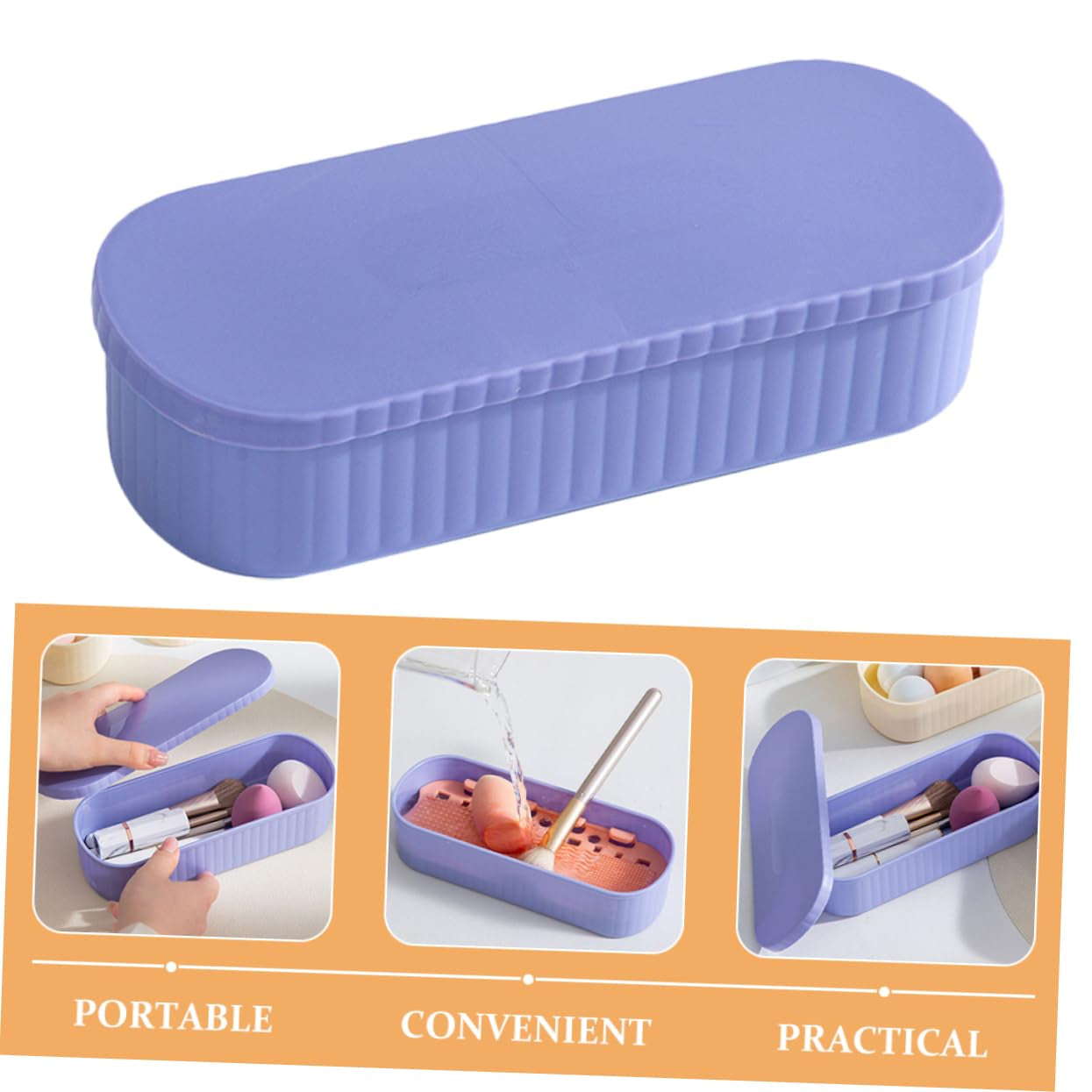 Makeup Brush Cleaner Storage Box Compact Makeup Tool Cleaning Holder for Home Use Lightweight and Portable Practical Design